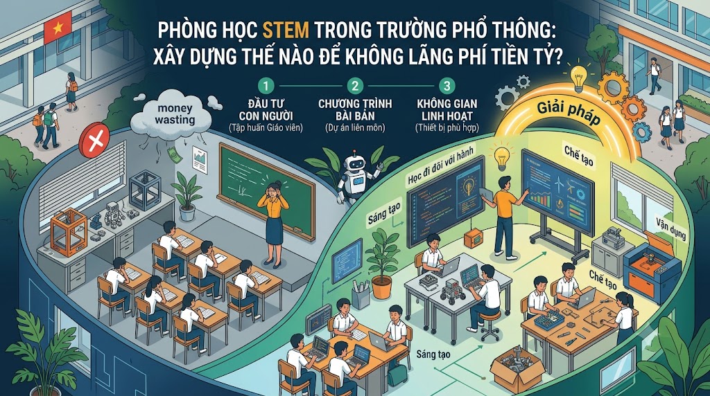 Phòng học STEM trong trường phổ thông: Xây dựng thế nào để không lãng phí tiền tỷ?